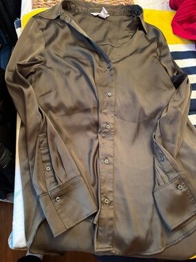 H&M Olive Green Button-Up Blouse